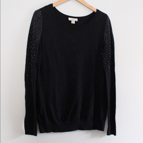LOFT Sweaters - LOFT Black Sweater with Jewel Sleeves